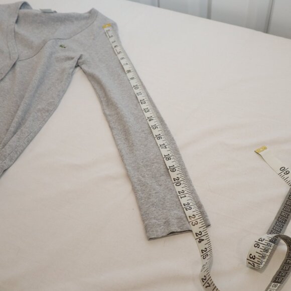 Lacoste Women's Ribbed Knit Lightweight Cotton Blend Cardigan Size EU42 US L EUC - Picture 9 of 9